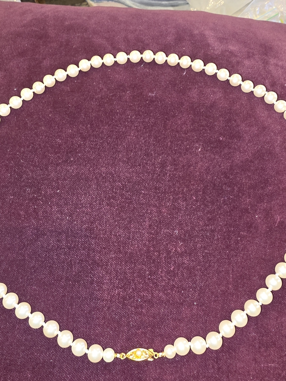 Classic White Pearl Necklace with Gold Clasp